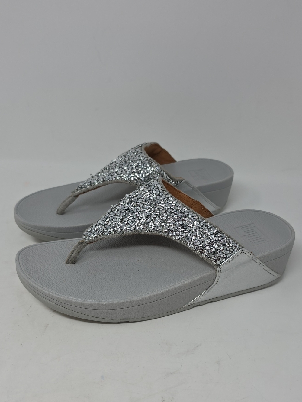 FitFlop Womens Sandal Lulu SHIMMERFOIL thong Silver Size 8